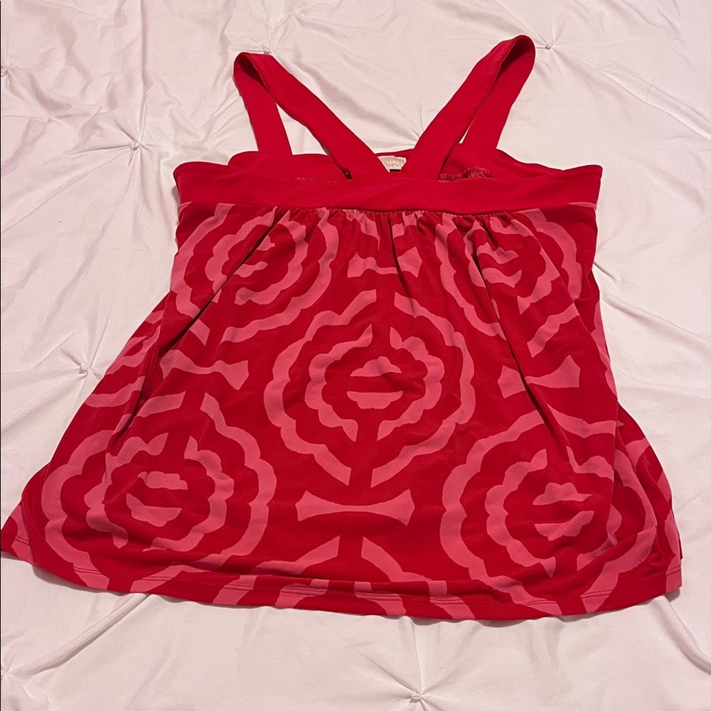 Michael Kors Red Patterned Tank Top
